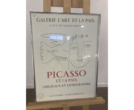 AFTER PABLO PICASSO, GALERIE L'ART ET LA PAIX EXHIBITION POSTER, AUTUMN 1971 limited edition no. 191/500, 90 Anniversaire Pic