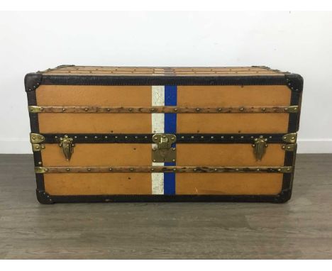 LOUIS VUITTON, WARDROBE STEAM TRUNK OR MALLE ARMOIRE, EARLY 20TH CENTURY in orange Vuittonite, the exterior painted with cent