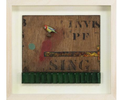 *EWAN MACDONALD (SCOTTISH, CONTEMPORARY), INVISIBLE SONG three-dimensional collage assembled from found objects, titled and d