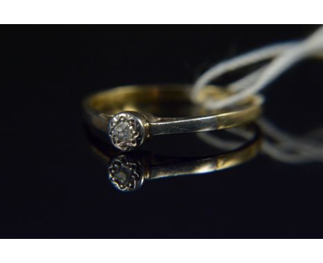 An 18ct platinum set solitaire diamond ring, size L, weight approx 1.5g. (damage to diamond)