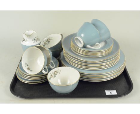 A Royal Doulton 'Rose Elegaus' pattern part dinner and tea service (thirty three pieces)