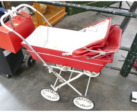 Red vintage child's pram