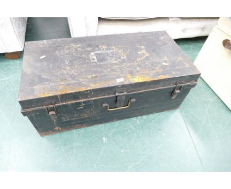 Black painted metal tool chest/trunk