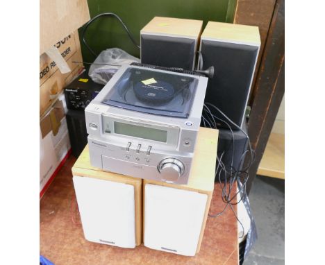 Panasonic CD stereo system with speakers, speaker and Sunbuck Model AS60BU media player 