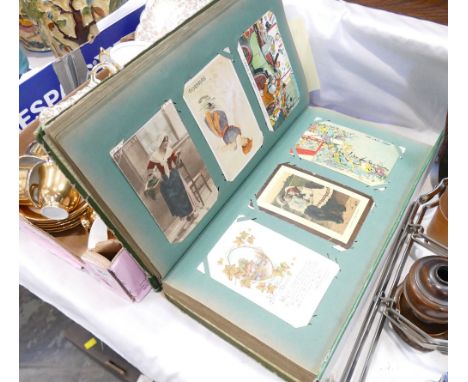 Vintage postcard album of postcards, Bamforth etc