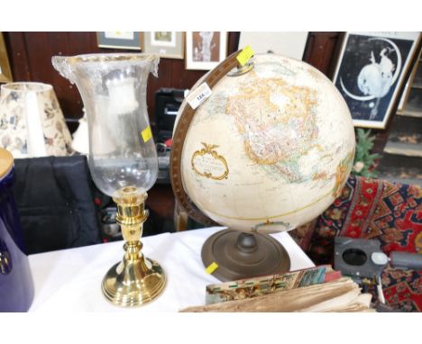 Replogle 12" diameter World Classic Series globe and ornamental candle holder