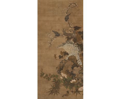 'THE ASIAN GOLDEN EAGLE', LATE MING TO EARLY QING DYNASTYChina, 17th century. Ink and watercolors on silk. Finely painted wit