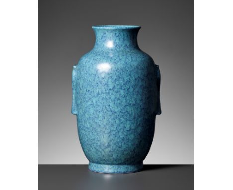 A ROBIN'S EGG GLAZED 'LANTERN' VASE, ZUN, QIANLONG TO JIAQING PERIODChina, 1736-1820. The body tapers slightly towards the fo