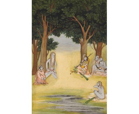 AN INDIAN MINIATURE PAINTING OF THE KANPHATA YOGISNorth India, late 18th to 19th century. Ink, watercolors, and gold on paper