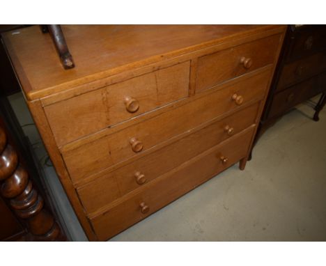 A vintage golden oak chest of two over two drawers , good solid piece , two holes drilled in top at front, possibly been lowe