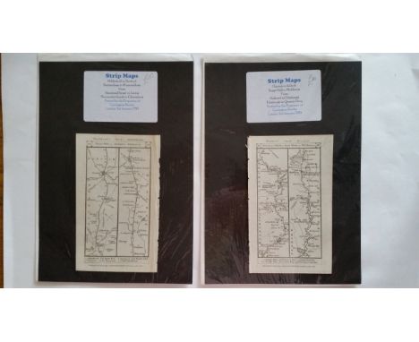 STRIP MAPS, pages removed from Patersons Itinerary 3rd January 1785, showing routes, Pembridge to Presetign &amp; New Rador t