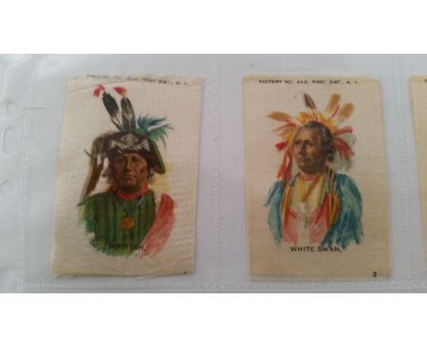 AMERICAN TOBACCO CO., silks, Indian Portraits, part set, S67 (C), numbered, inc. Black Hawk, Always Riding, Chief Gall, Iron 