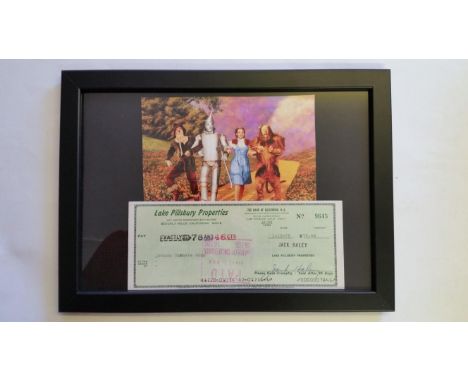 CINEMA, signed original cheque by Jack Haley ('Tin Man' in The Wizard of Oz), cheque dated 1973, made out to 'Orinda Camera S