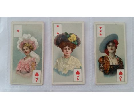 B. A. T., Beauties, complete, playing card inset, green tobacco leaf backs, some with staining, generally G, 52