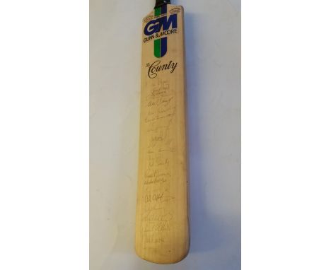 CRICKET, signed full-size cricket bat, Notts Championship, 21 autographs total, inc. C Broad, K Evans, K Cooper, C Scott, R R