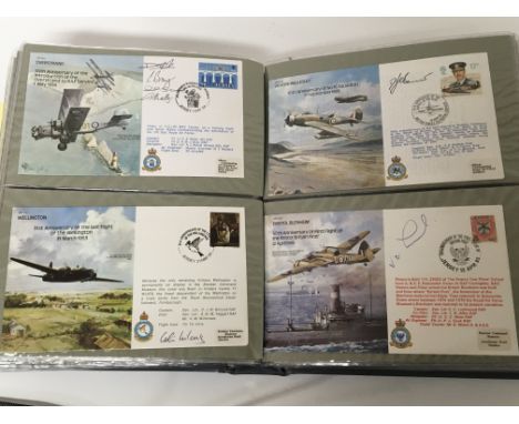 An album containing an interesting collection of signed RAF and other aeronautical first day covers from 1981 onwards. Approx