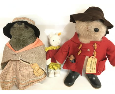 Vintage Gabrielle Designs Paddington bear (48cm tall), Auntie Lucy and a Steiff Rupert the Bear. Postage category C