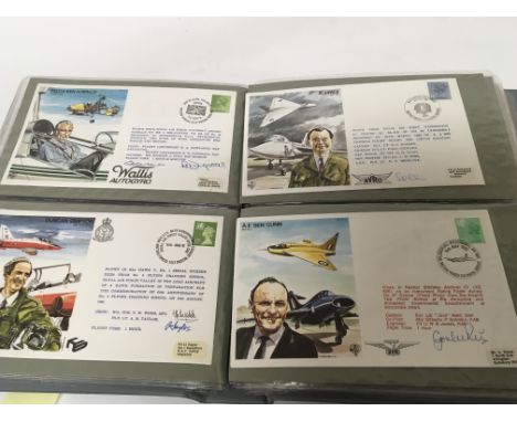 An album containing an interesting collection of signed Aeronautical first day covers. from 1979-1984 approximately 40 covers