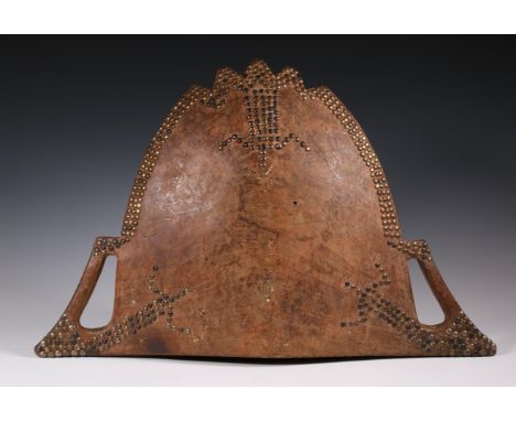 D.R. Congo, Tetela, split drum on both sides metal nails showing figures. Provenance: The private collection of Musical instr
