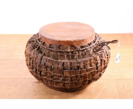 Ivory Coast, Baule, a large dubbel sided drum Provenance: The private collection of Musical instruments of Piet van Boxel, Th