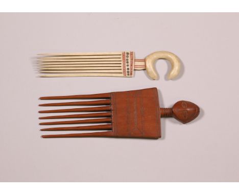 Nguni, bone comb and Akan, wooden comb. [2] L. 21 and 18 cm. 