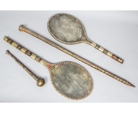Turkmenistan, two drum sticks in racket shapes, a walking stick and a pipe. [4]  