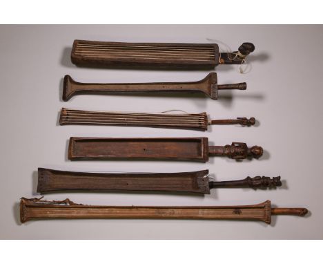 Tanzania, five elongated stringed instruments, Provenance: The private collection of Musical instruments of Piet van Boxel, T