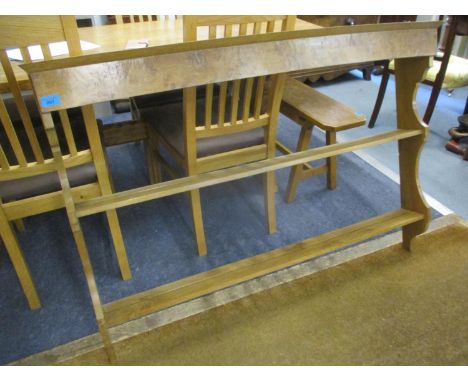 A light oak wall hanging plate rack of two shelves 86cm h x 125cm w Location: RAM 