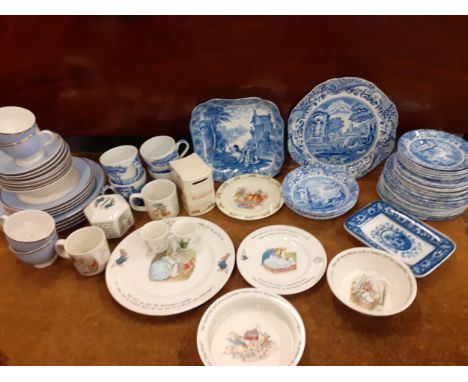 Ceramics to include Doulton teaware, Copeland Spode Italian patter, Wedgwood and Doulton Bunnykins platesLocation: 3:3 
