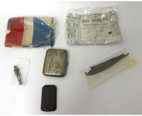 Various items including Pipe Bowl Tamper B-P, Boy Scouts cotton handkerchief published & printed by Gale & Polden, Boy Scouts