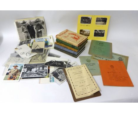 Various items, blue box of Scouting ephemera, five books including The Wolf Cubs handbook, The B-P story first edition 1955, 