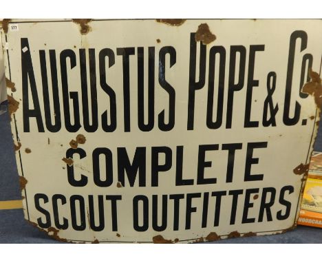 Enamel advertising sign, Augustus Pope, Complete Scout Outfitters