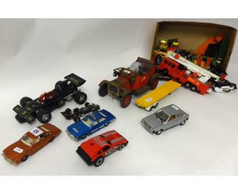 Various Diecast models, including Corgi also tinplate Vintage car, clock work mouse and pair of boxed goggles with spare lens