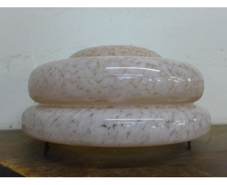 A vintage pink glass light shade 