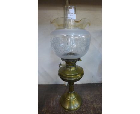 A Victorian brass oil lamp 