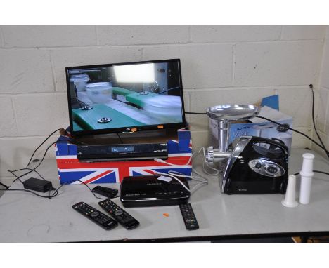 A JVC LT 24C360 24ins LED TV with remote(no stand but has wall Bracket), a Humax Foxsat HDR player with remote, a Humax HDR 1