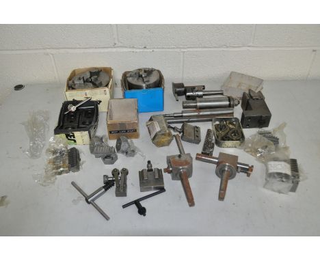 A FIVE INCH THREE JAW LATHE CHUCK stamped M38 and D28 on back and 3544-125/3-T1 followed by 4426 and 87 to the front, (3 stud