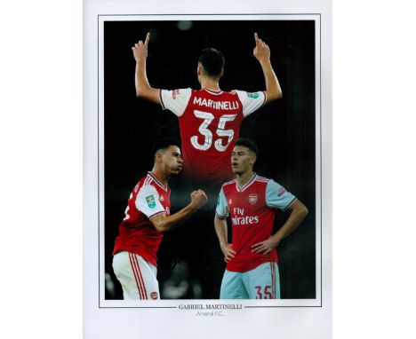 Football Gabriel Martinelli signed Arsenal 16x12 colour montage photo. Good condition Est.