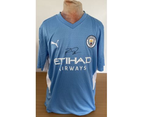 2014-15 Man City Long Sleeve Home Shirt (Dzeko 10)