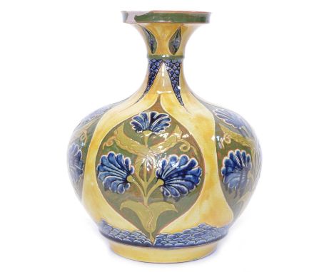 Della Robbia Bottle Vase By JS and Liz Wilkins Della Robbia Bottle Vase incised possibly by Jessie Sinclair and painted by Li