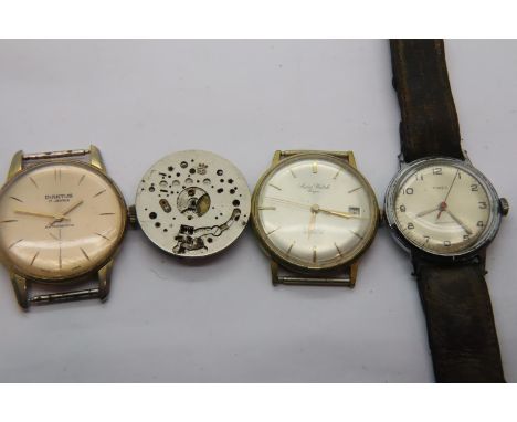 Three mechanical wristwatches and a movement. P&amp;P Group 1 (£14+VAT for the first lot and £1+VAT for subsequent lots) 