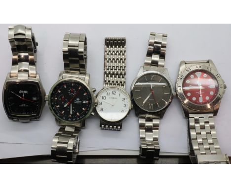 Mixed gents wristwatches, all working. P&amp;P Group 1 (£14+VAT for the first lot and £1+VAT for subsequent lots) 