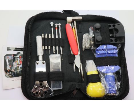 Cased 147 piece watch repair kit including watch back removers. P&amp;P Group 1 (£14+VAT for the first lot and £1+VAT for sub