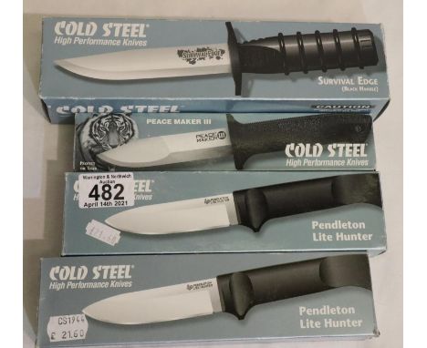 Four mixed boxed new old stock cold steel hunting knives. P&amp;P Group 3 (£25+VAT for the first lot and £5+VAT for subsequen