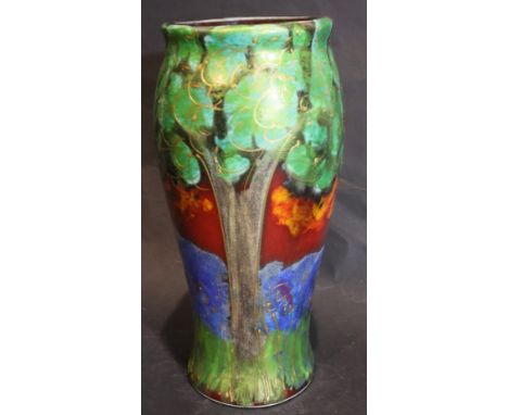 Anita Harris Deco Tree pattern vase, H: 18 cm . P&amp;P Group 2 (£18+VAT for the first lot and £3+VAT for subsequent lots) 