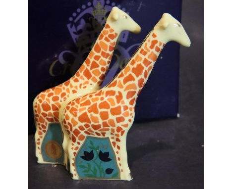 Small Royal Crown Derby pair of giraffes, boxed, H: 8cm. P&amp;P Group 1 (£14+VAT for the first lot and £1+VAT for subsequent