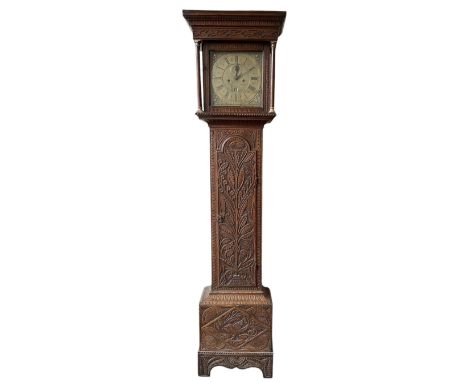 Robert Henderson of Scarborough -mid-18th century eight-day longcase clock c1750, with a flat topped pediment and broad corni