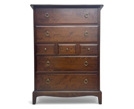 Stag Minstrel - mid-20th century chest, rectangular top over arrangement of three short and four long drawers, on bracket fee