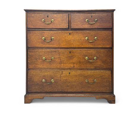 19th century oak chest, rectangular top over two short and three long drawers, on bracket feetDimensions: Height:&nbsp;107cm&