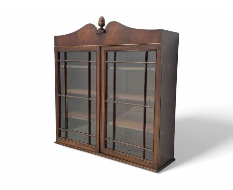 19th-century mahogany bookcase top with two glazed doors and pediment with acorn finial Dimensions: Height:&nbsp;112cm&nbsp; 